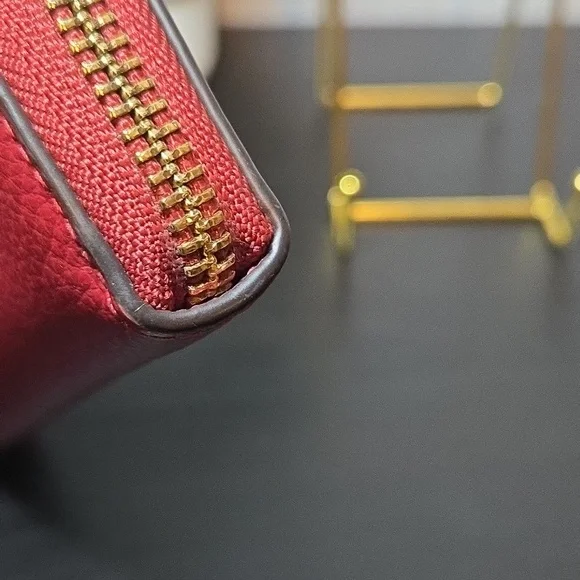 COACH RED LONG ZIP WALLET - Picture 9 of 11